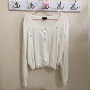 City Chic white Cardigan with Lace Detail